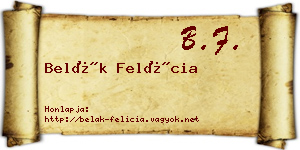 Belák Felícia névjegykártya